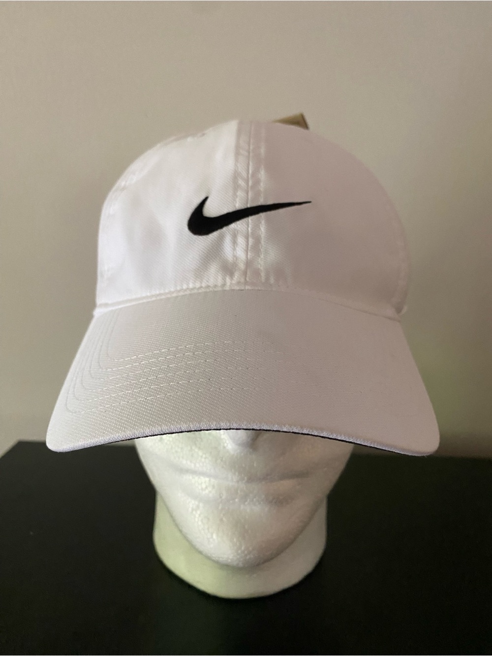 Nike White Baseball Cap with Black Swoosh